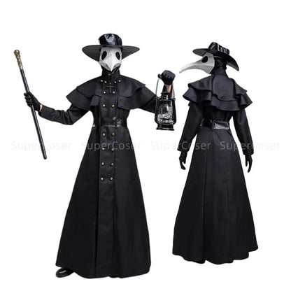 Halloween Medieval Hooded Robe Plague Doctor Costume Mask Hat for Men Monk Costume - Costume No Accessory / 5XL