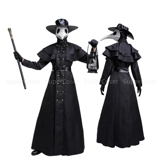 Halloween Medieval Hooded Robe Plague Doctor Costume Mask Hat for Men Monk Costume - Costume No Accessory / 5XL