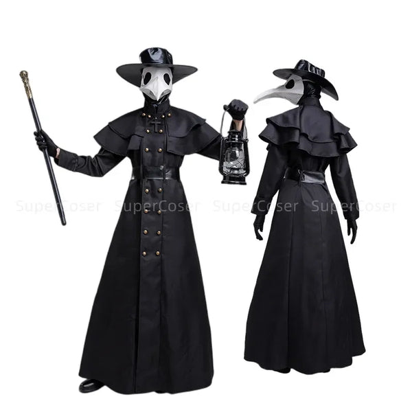 Halloween Medieval Hooded Robe Plague Doctor Costume Mask Hat for Men Monk Costume - Costume No Accessory / 5XL