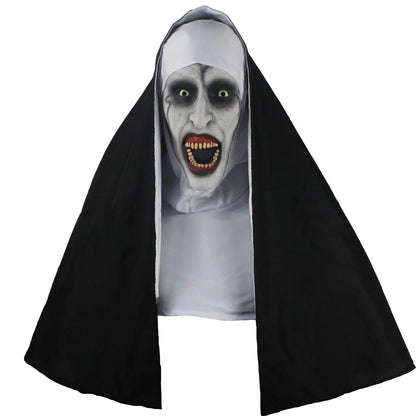 Horror the Nun Mask Costume Scary Bloody Demon Ghost Face Latex Masks with Headscarf - View 2