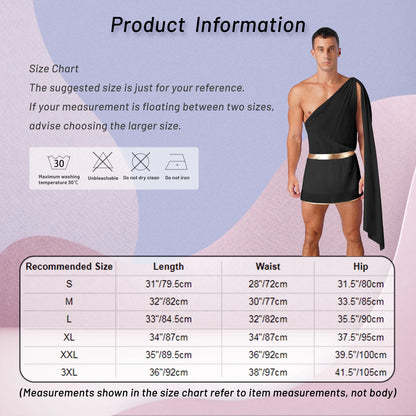 Men's Ancient Greek Mr Toga Costume Outfit Halloween Medieval Knight Warrior Roman - White / S