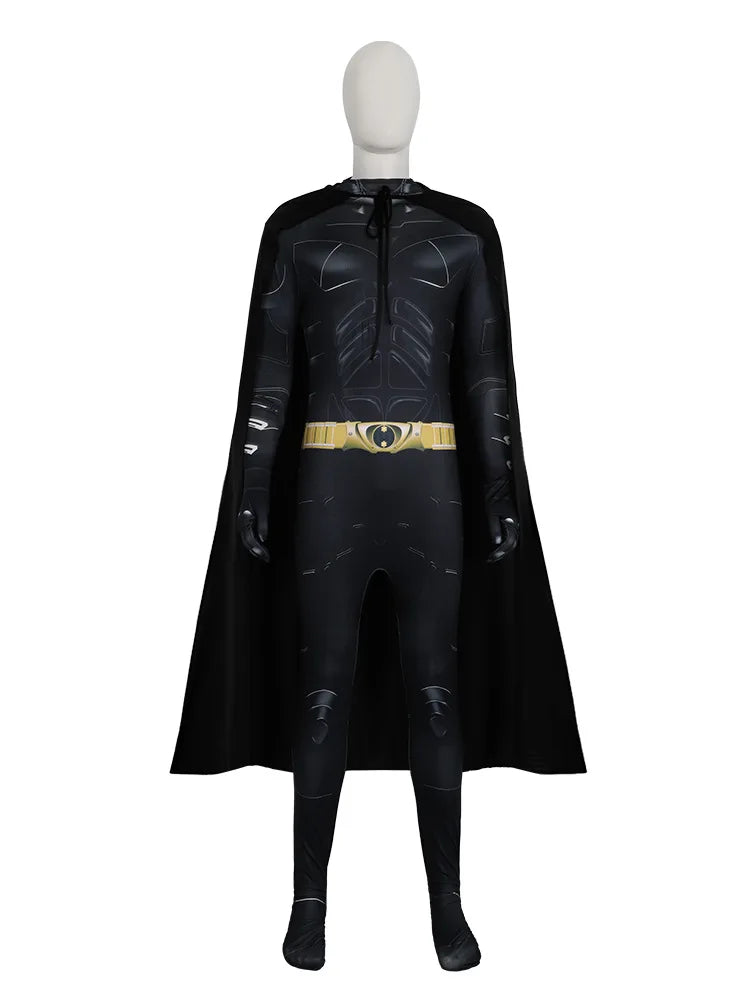 Adult Bat Super Hero Costume Men Bat Mask Knight Cosplay Jumpsuit With Cape Outfit for Halloween Party Bodysuit