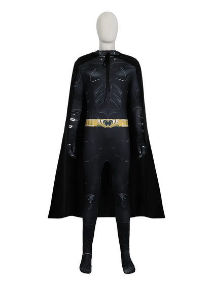 Adult Bat Super Hero Costume Men Bat Mask Knight Cosplay Jumpsuit With Cape Outfit for Halloween Party Bodysuit