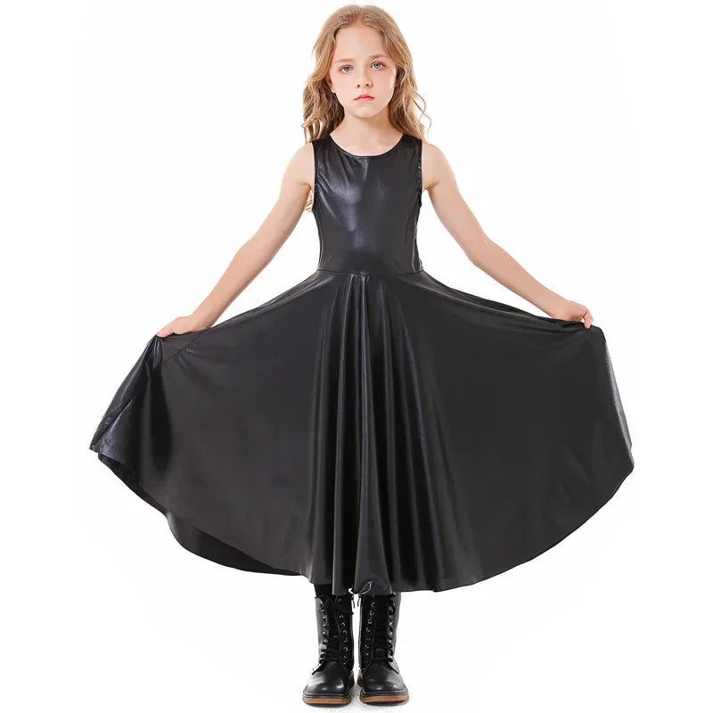 Halloween Beauty Kids Witch Costume Kids Day Girls Demon Queen Vampire Costume Dress - black / XL