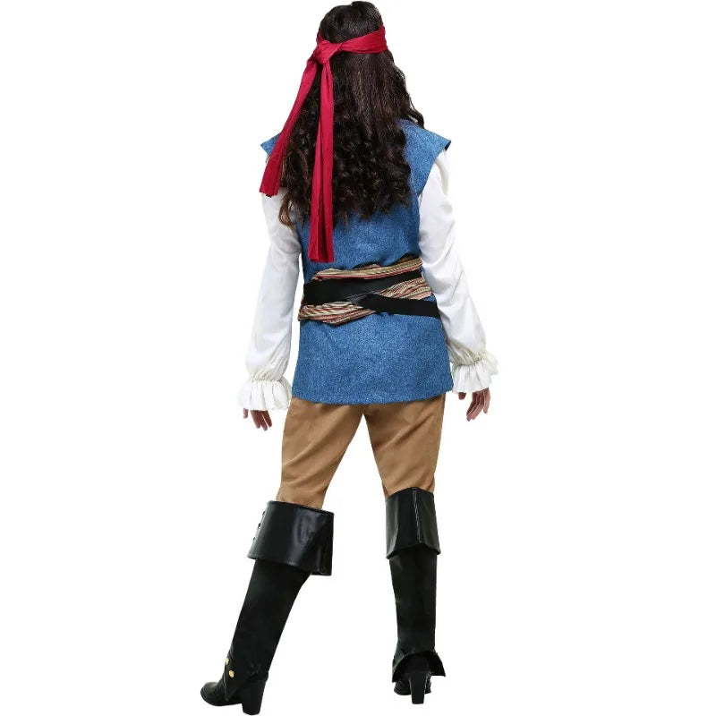 Halloween Pirate Uniforms for Couples Makeup Parties Women's Adult Caribbean Pirate - men / M