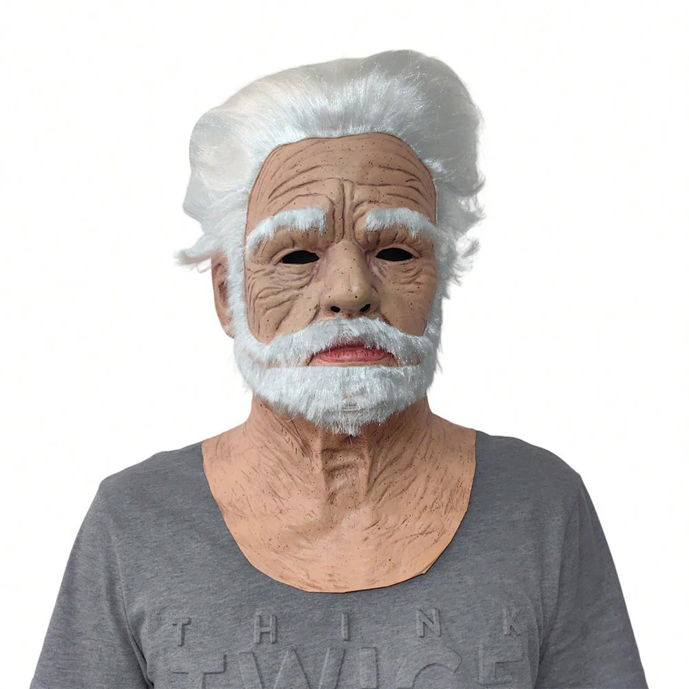 Halloween Horror Old Witch Mask with Hat Costume Scary Clown Hag Latex Masks Green Face - Santa granny