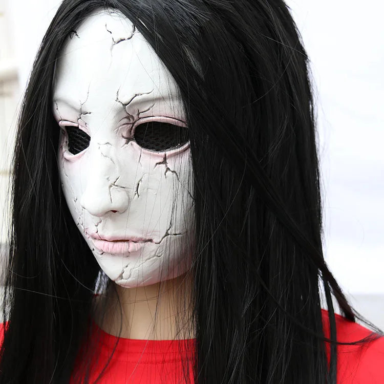 Horror Ghost Mask with Wig Haunted House Escape Room Skeleton Zombie Ghouls Nauseating Scary Ghost Face Hoods - product image 4