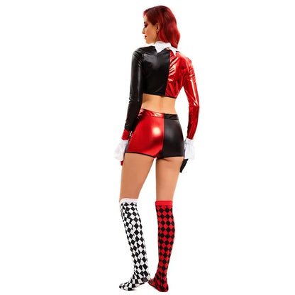 Halloween Circus Funny Clown Cosplay Costume Stage Role Playi Costume with Headband Gloves Checkered Socks - product image 5