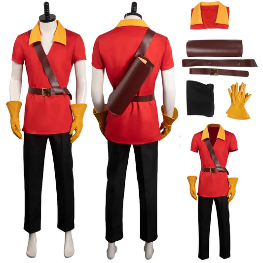 Gaston Costume Shirt Top Pants Gloves Belt Full Outfits Boys Men Adult Halloween Disguise - Male / XS（old）
