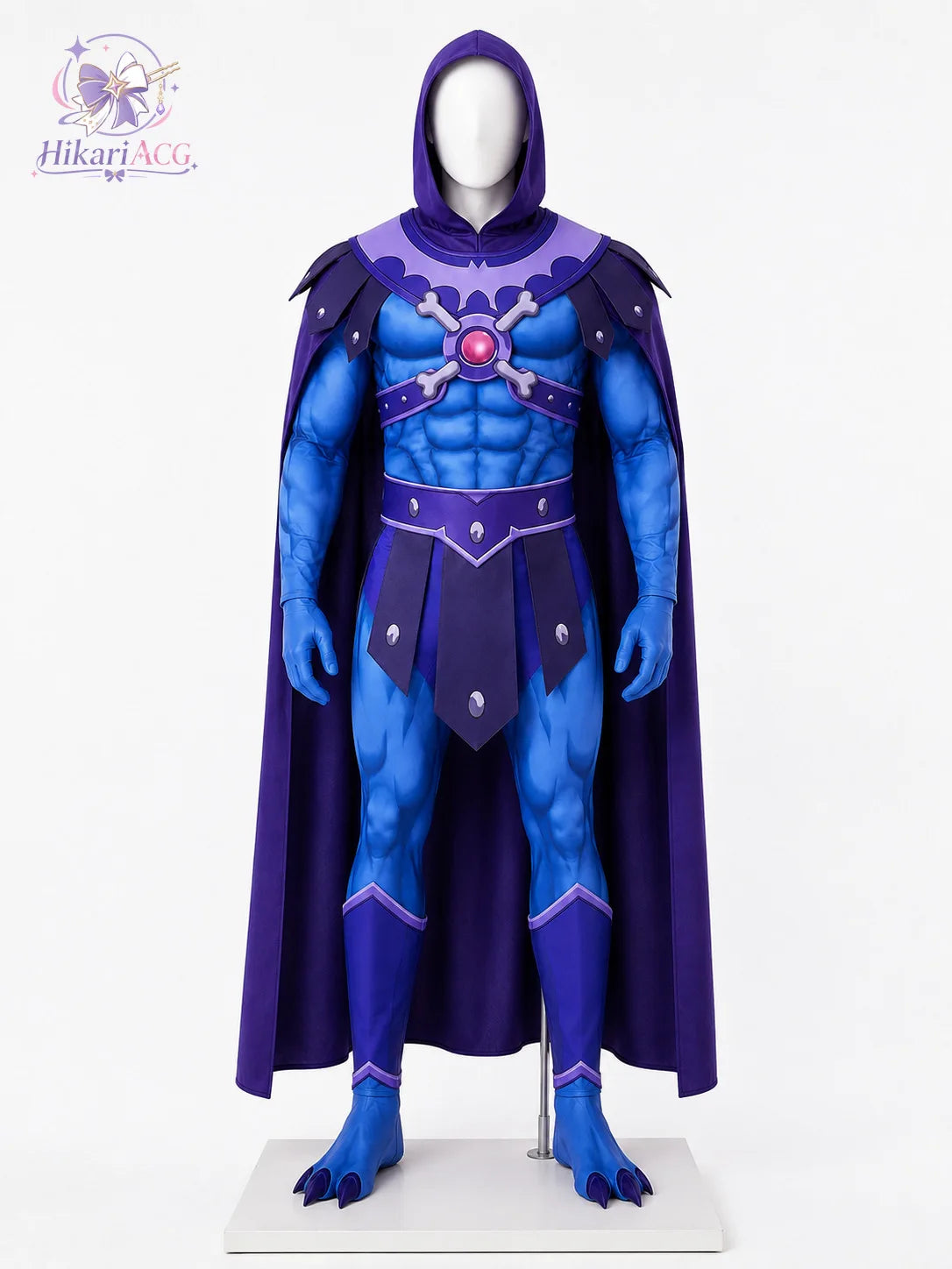 Blond Barbarian Hero Skull-Faced Sorcerer Halloween Costume for Men – Cape