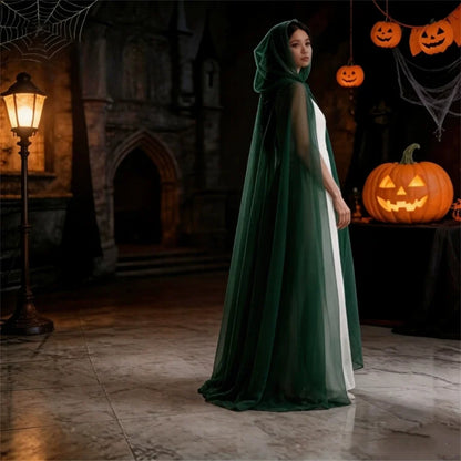 Halloween Cosplay - Ghost Costume with Hooded Cloak, Death God Witch Net-like Long - Discount Halloween City