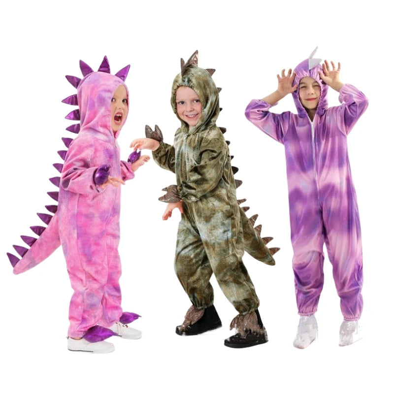 Cute Dinosaur Costume Tyrannosaurus Rex Cartoon Hooded Bodysuit Halloween Stage Animal Play Clothes Party - product image 1