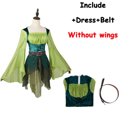Women's Vintage Green Forest Elf Costume Halloween Elf Cosplay Dress Medieval Woodland Fairy Themed Outfit - product image 7