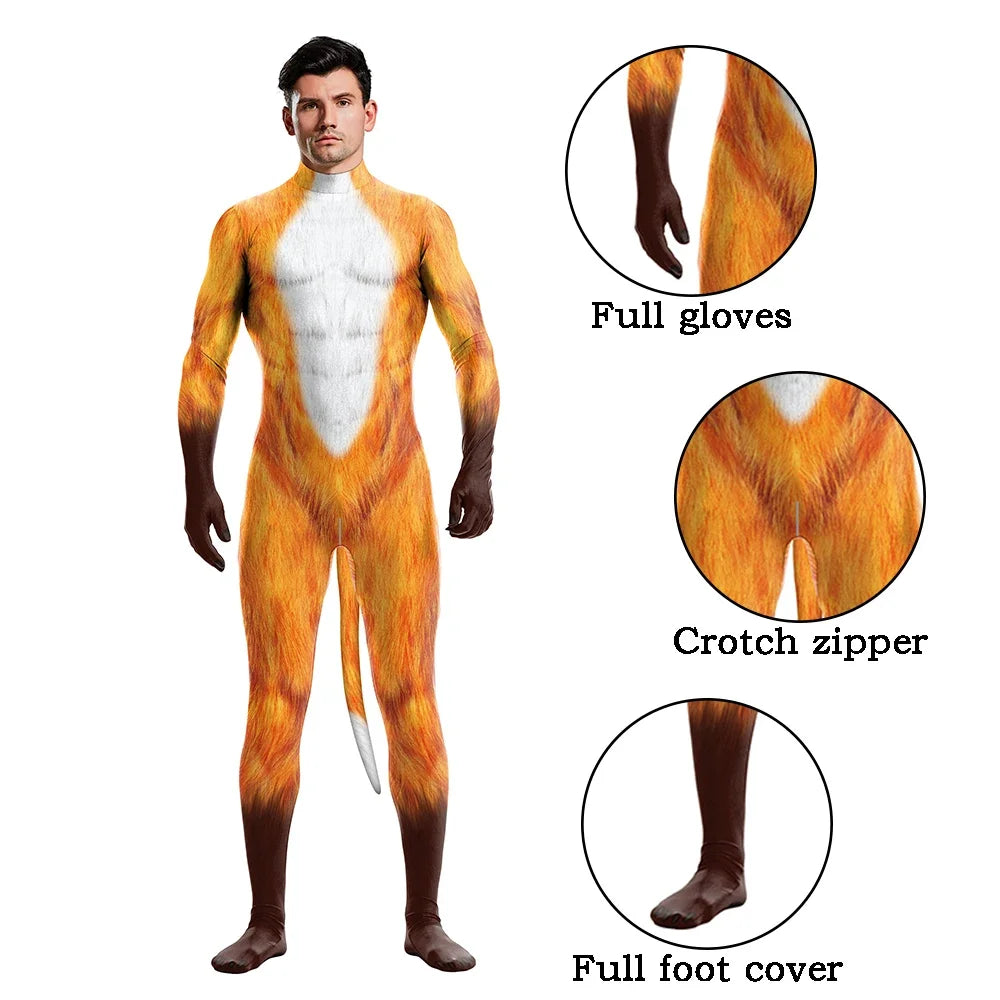 Full Cover Elastic Zentai Pet Suit Jumpsuit Print Catsuit Bodysuits Tail Purim Pet - 1014 / L