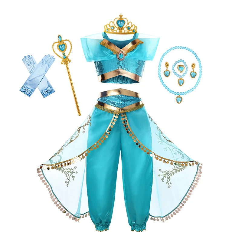 Jasmine-Inspired Princess Costume for Girls | Arabian Dress-Up Set