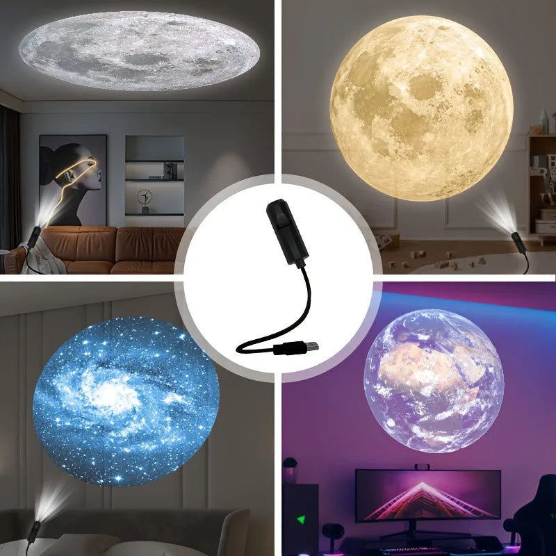 Rotating USB Halloween projection light with ghost pumpkin and spooky scene patterns