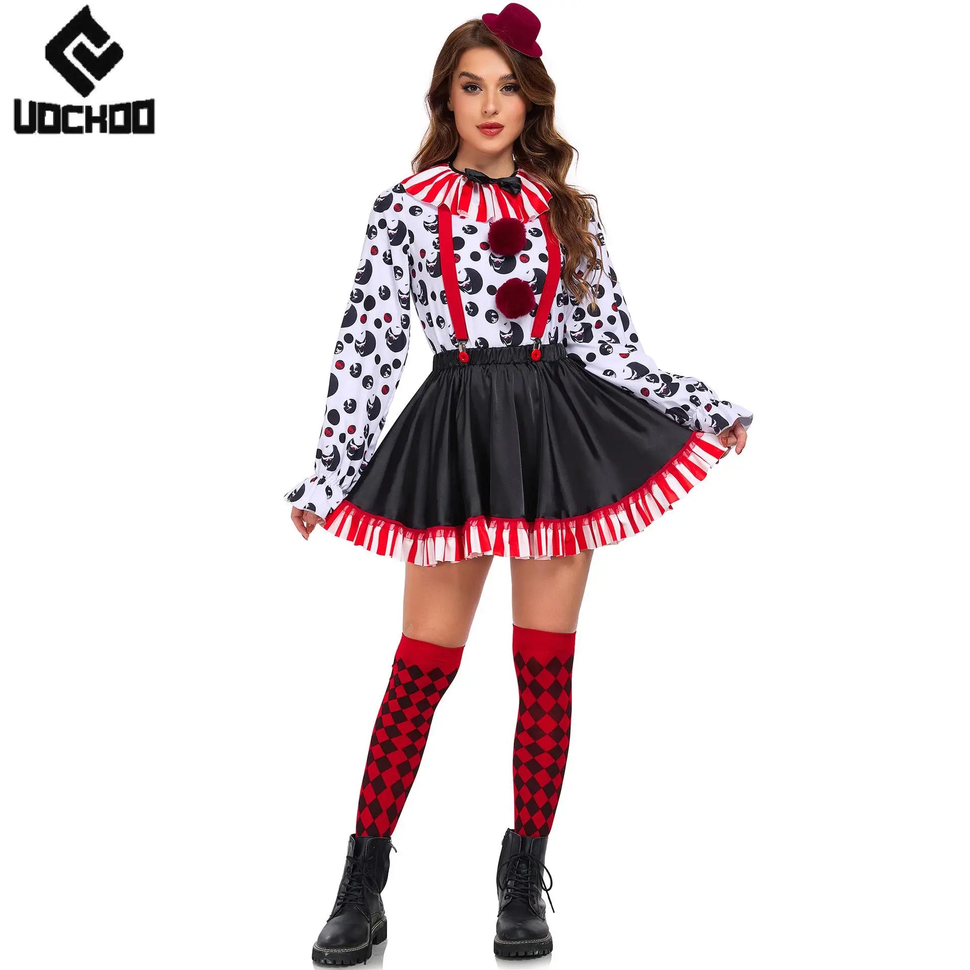 Halloween Clown Cosplay Costume Women Dress Suit Acrobatic Performance Outfit Family Look Suit Girl Dress Wear - product image 1