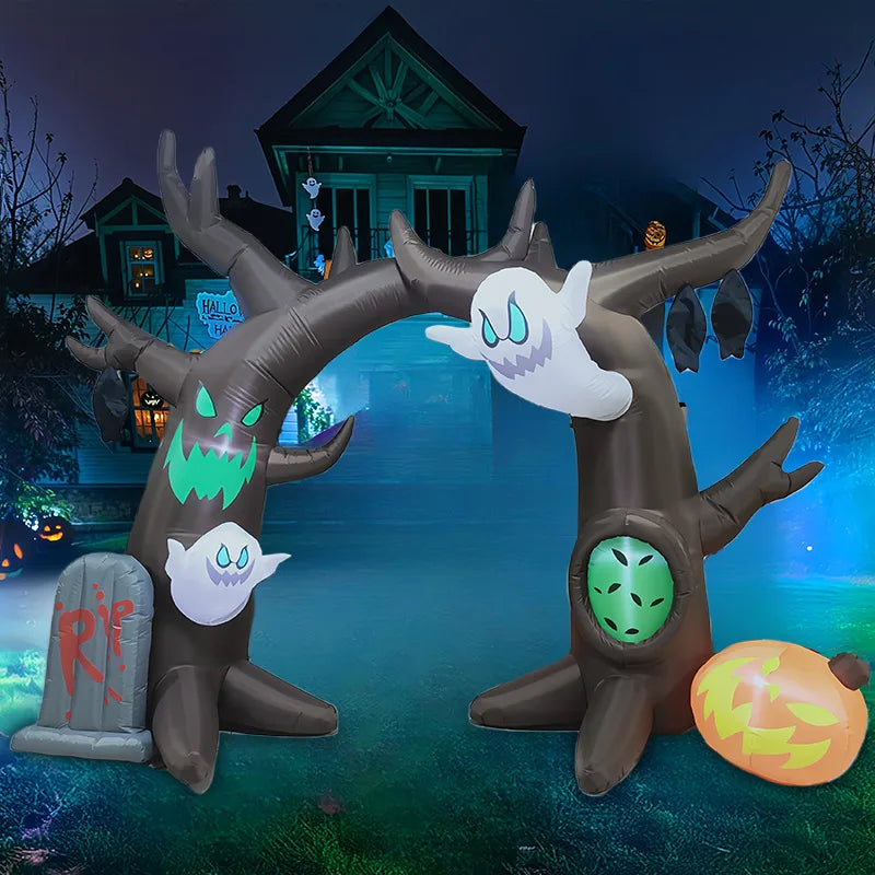 7.9 ft Inflatable Archway with Pumpkins Ghosts Tombstones and Dried
