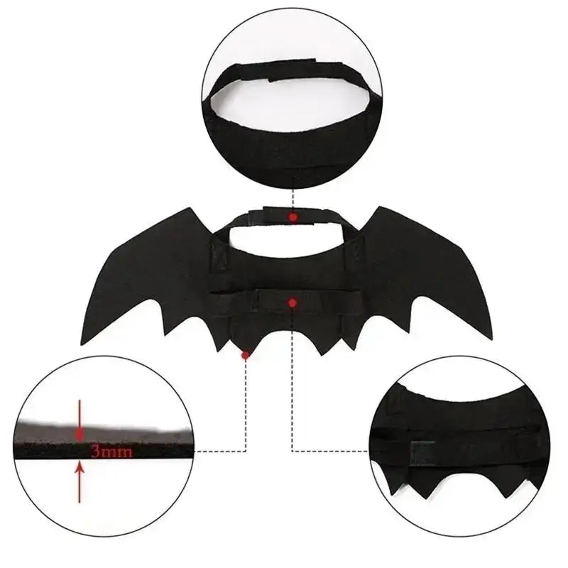 Cute Cat Costume Black Bat Wings Safety Belt Role Playing Pet Cat Dog Decoration
