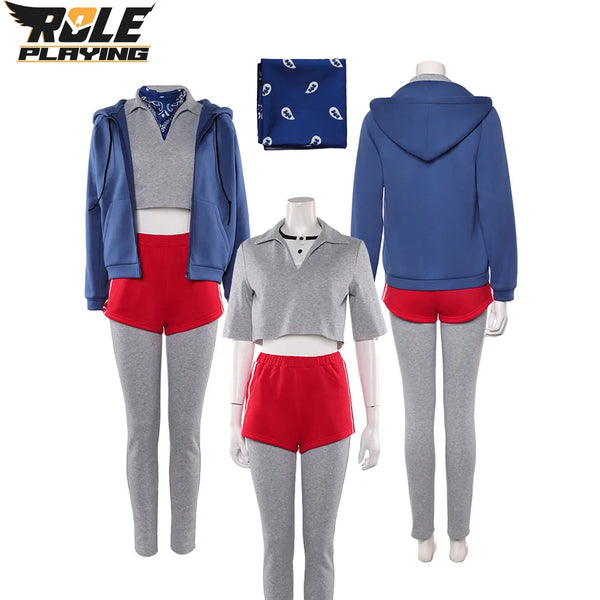 Retro Psychic Girl Cosplay Costume Season 5 Retro Psychic Girl Disguise Clothes Top Coat Shorts Scarf for