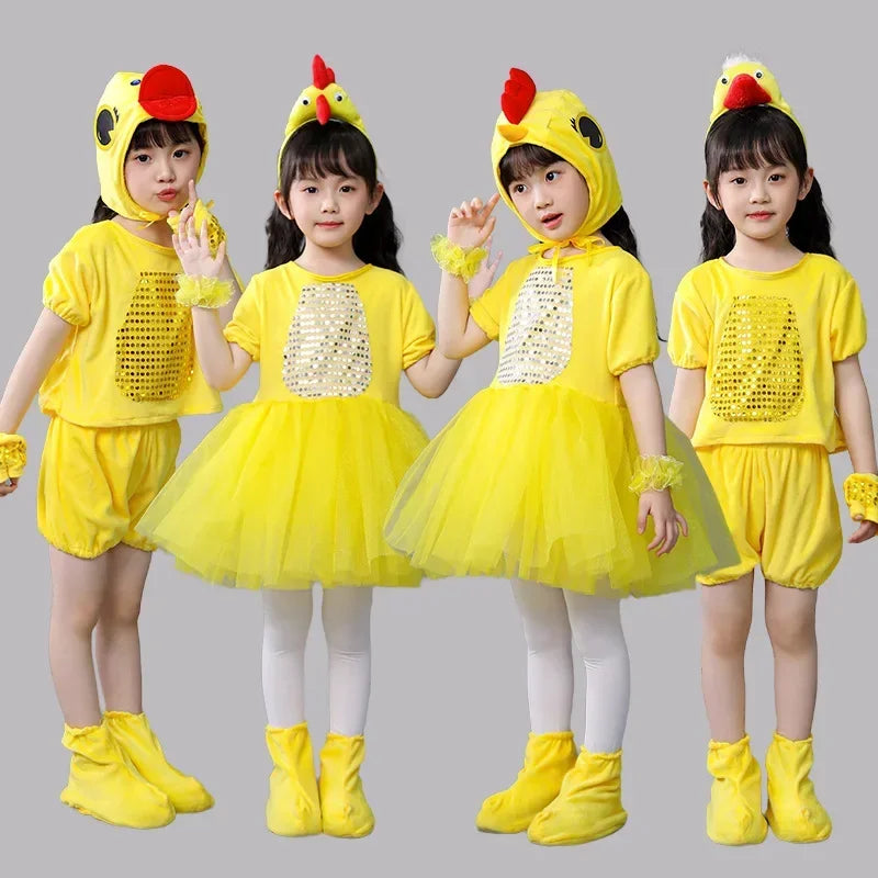 New Children Kids Adult Halloween Duck Chicken Chick Costume Skirt Tutu Yellow Bodysuit Outfit Dance - product image 1