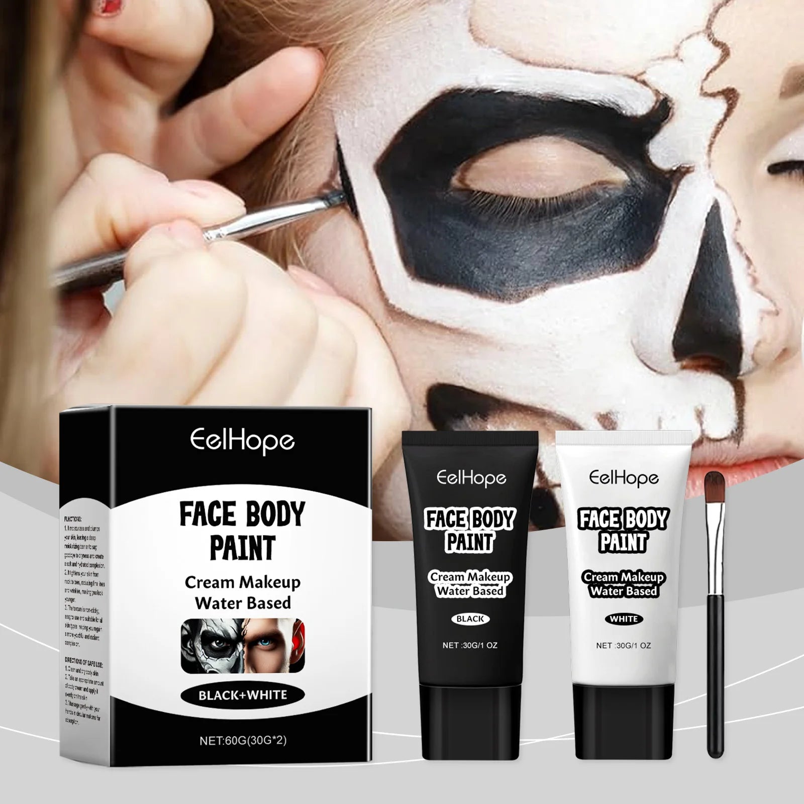 Halloween Makeup Face Body Paint White Black Special Effects Christmas Cosplay Party Supplies Full Coverage - product image 1