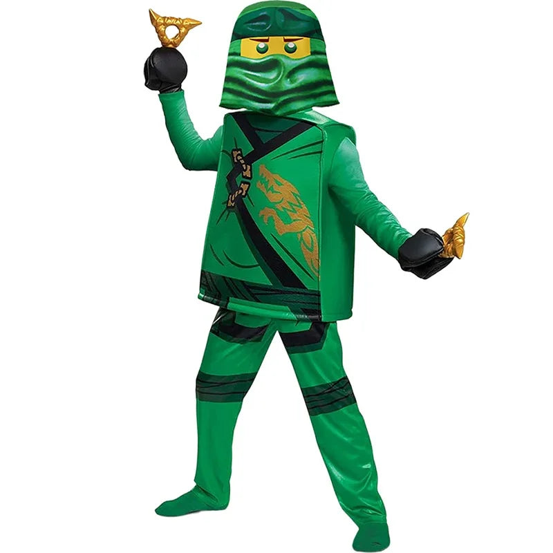 Guy Boy Hidden Warrior Red Ninja Warrior Outfit Fancy Dress Up Kids Ninja