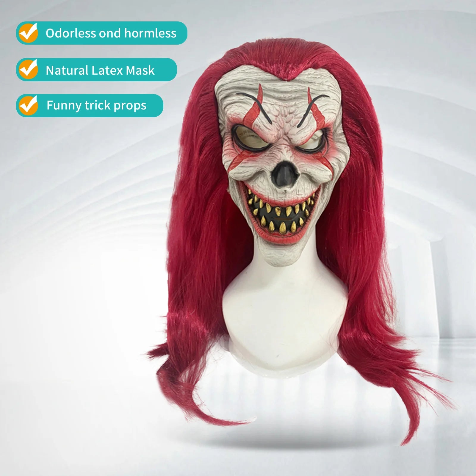Collector's Grade Hand-Painted Red Haired Clown Mask – Natural LatexHalloween