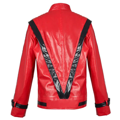 Michael Jackson Thriller Scary Costumes Red Leather Jacket for Men's Man Adults Child - Red / 150