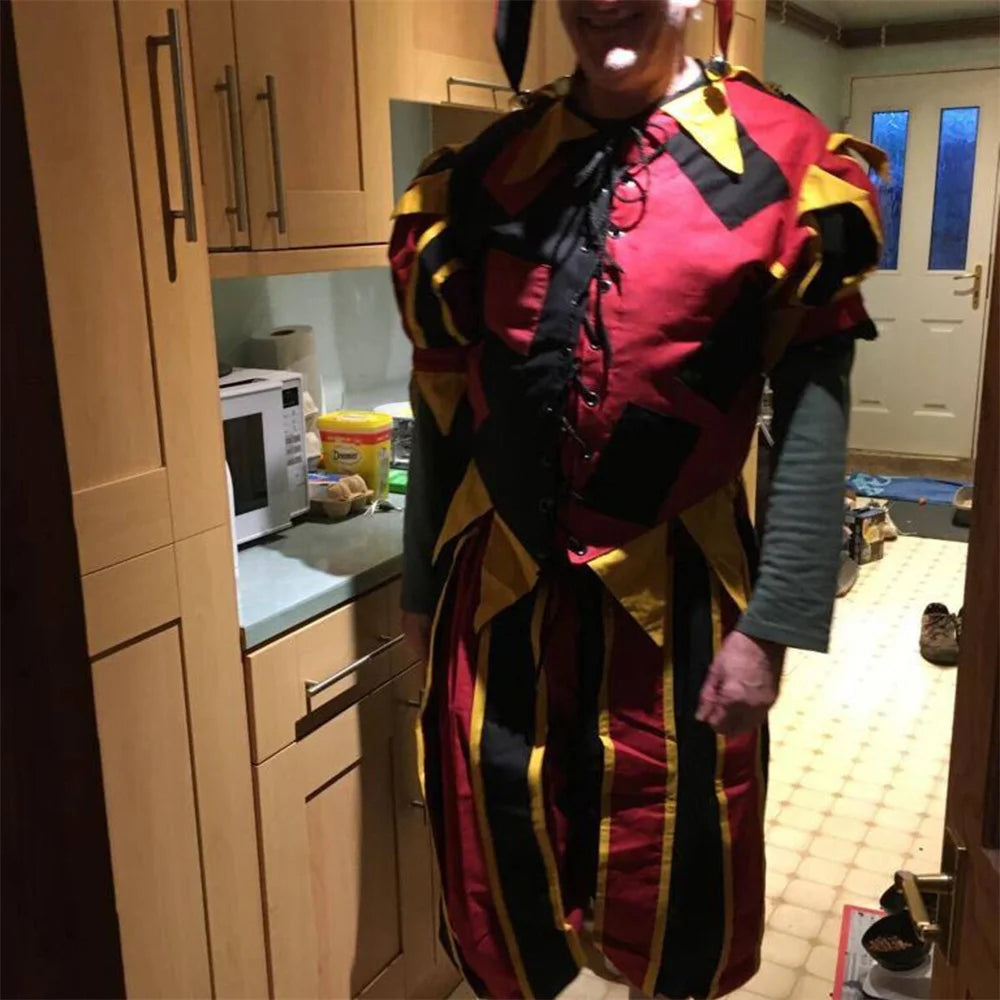 Renaissance Court Jester Costume Suit Medieval Jester Circus Clown Costume Women Men Adult - Color 1 / S
