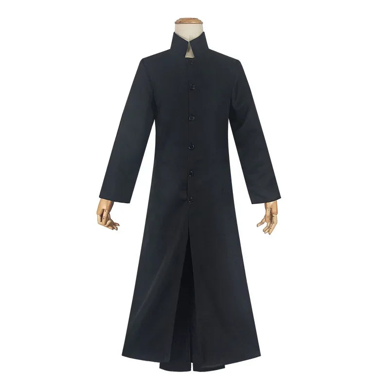 Matrix cosplay custom black cosplay costume neo trench coat HalloweenParty