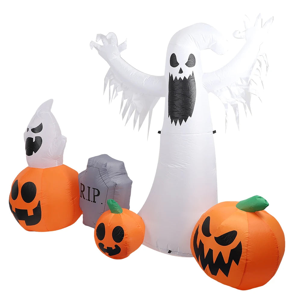 Inflatable 3 Pumpkins with 2 White Ghosts Blow Up Halloween Decoration for Inside Outside Yard Garden Party - product image 5