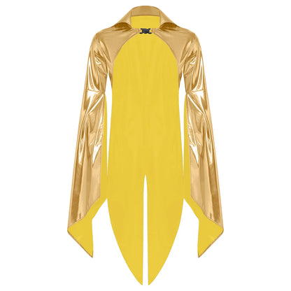 Men's Holographic Glossy Shoulder Armor Tops Fly Sleeve Jacket Tailcoat Costume - alternate view 8