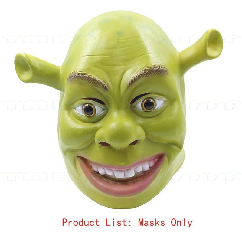 Movie Green Monster King Green Ogre Cosplay Mask Headset Gloves Halloween Makeup Ball