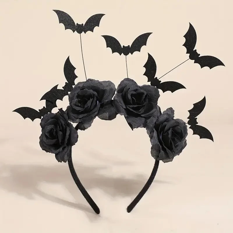 1 Halloween party headband - cute witch hat with black artificial flowers - product image 2