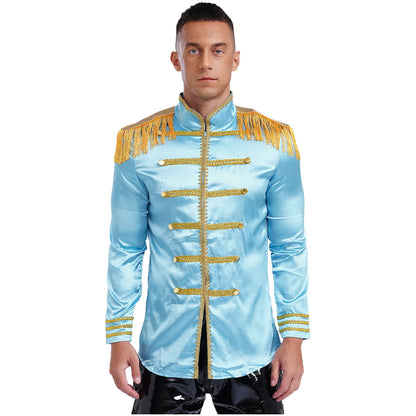 Men's Medieval SGT Sergeant Pepper Tassel Jackets Coat Hippy Costume