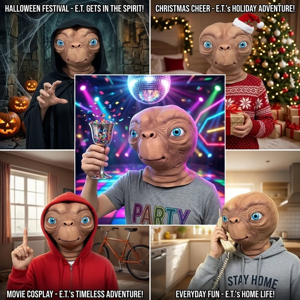 ET Alien Latex Mask Halloween Carnival Party Movie E.T. the Extra-Terrestrial RealisticCosplay