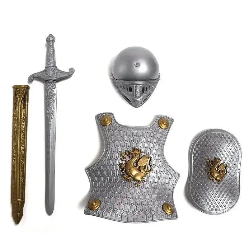 4pcs/set Kid Size Hero Knight/Gladiator Warrior Suit Armor Shield Sword Costume