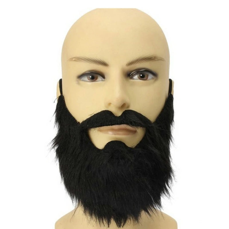 Halloween Fake Beard Funny Fake Mustaches Costume Whiskers Hair Disguise Accessories with Adjustable Elastic - product image 2