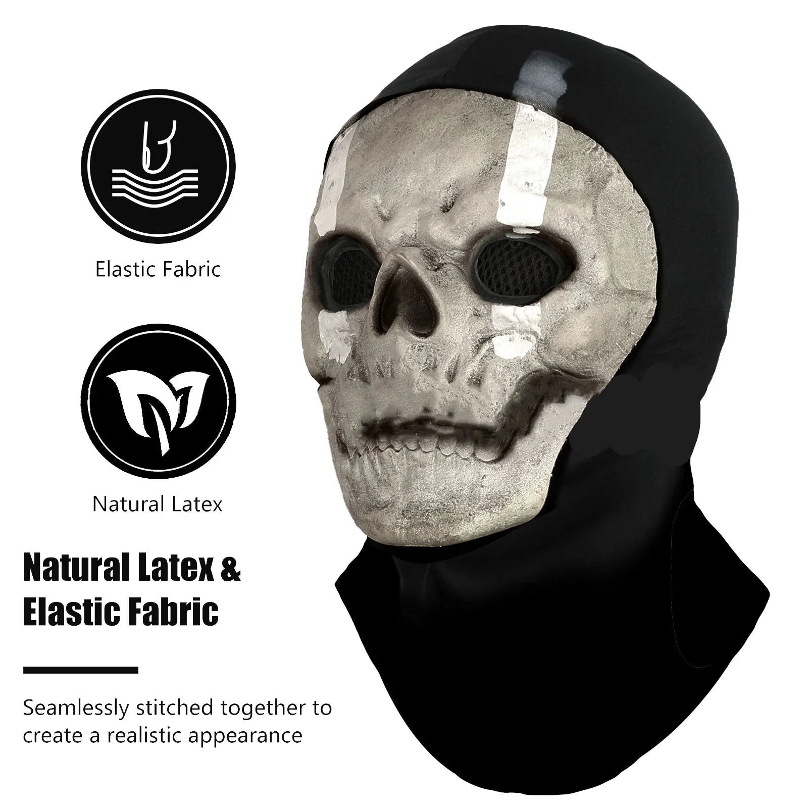 Ghost Skull Head Mask Latex Cod Skeleton Modern Warfare Scary Halloween Cosplay Props Toys for Teen Men Party - product image 8