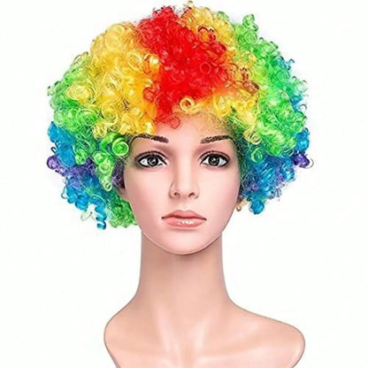 Colorful Clown Wig Afro Curly Synthetic Costume for Men Women Mardi Gras Wig Red Green - View 6