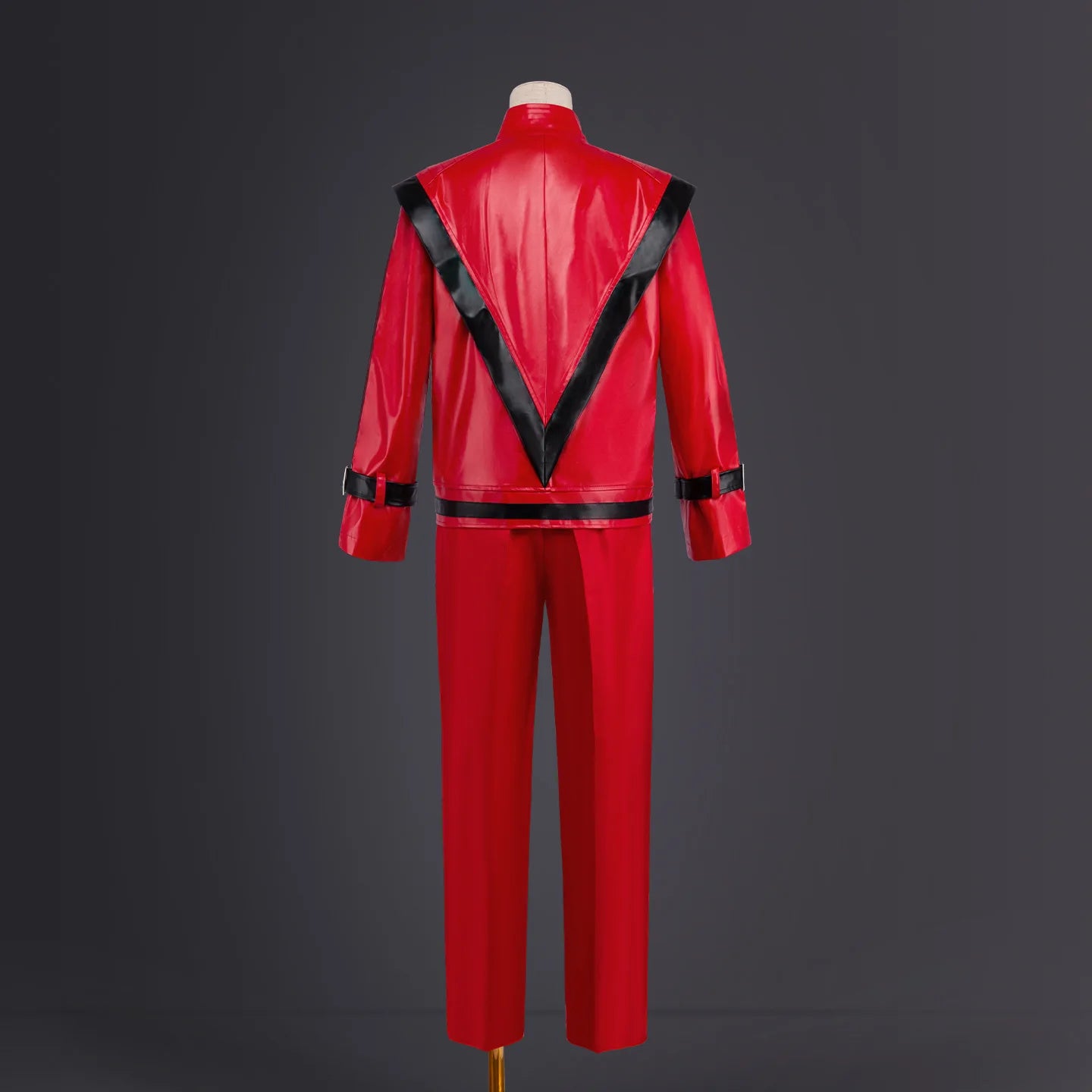 Michael Jackson Thriller Scary Costume Movie Red Leather Jacket Pants Uniform Anime - suits / L