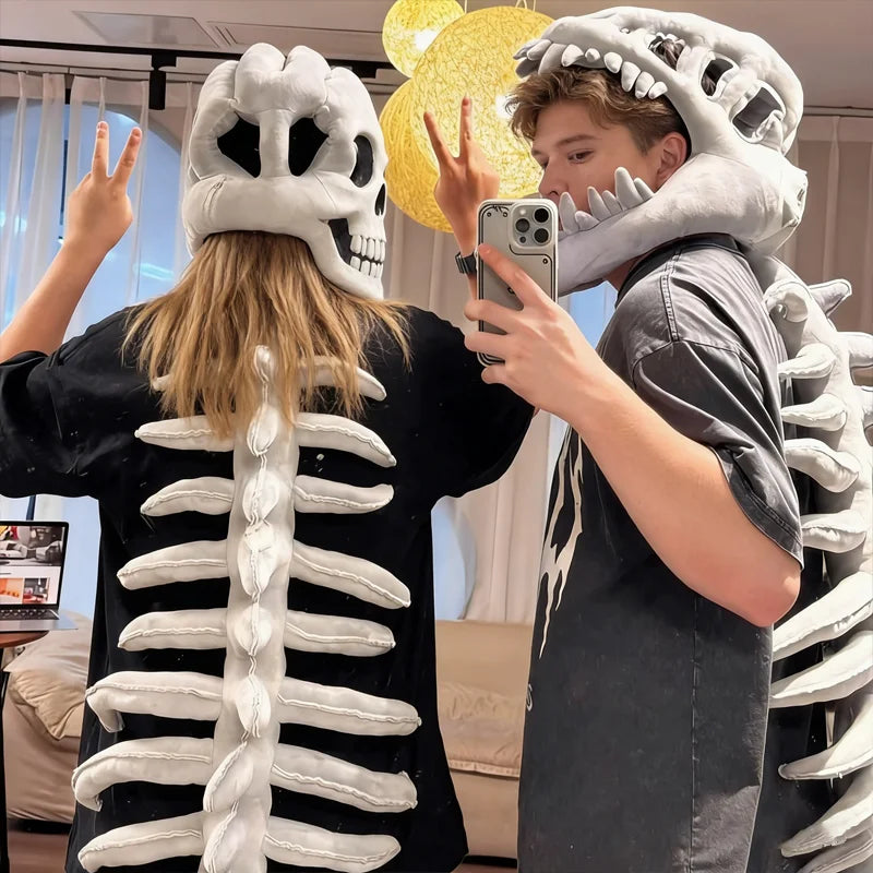 Dinosaur Skeleton Costume Set Adult Dress Up Clothing Plush Bone Suit Party Cosplay Halloween Funny Gift - product image 2