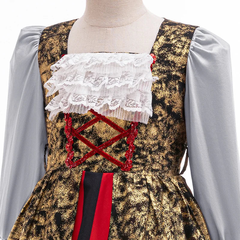 Striped Princess Costume for Girls | Long-Sleeve Lace Dress