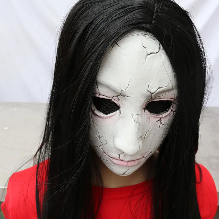 Horror Ghost Mask with Wig Haunted House Escape Room Skeleton Zombie Ghouls Nauseating Scary Ghost Face Hoods - product image 3