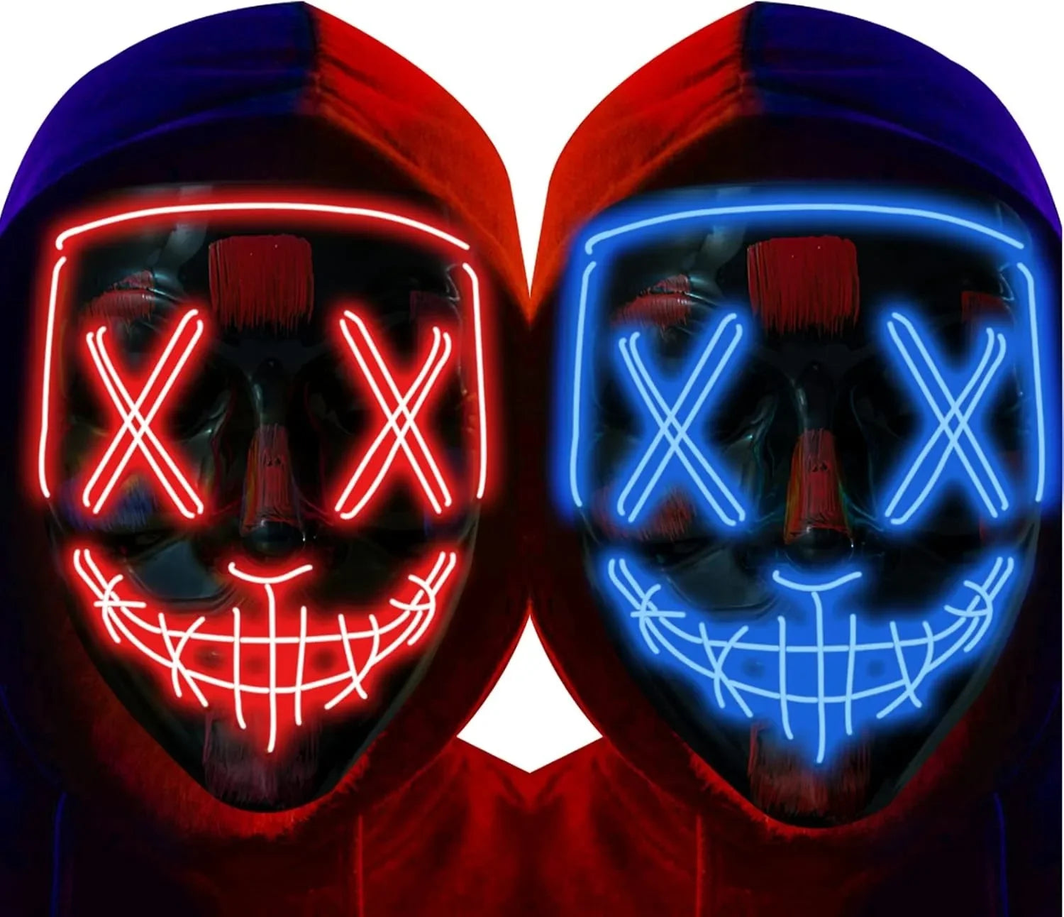 Poptrend Halloween Mask LED Light Up Mask Scary Mask for Costume Halloween Costume Parties - Red