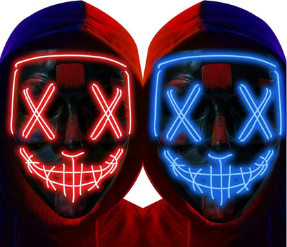 Poptrend Halloween Mask LED Light Up Mask Scary Mask for Costume Halloween Costume Parties - Red