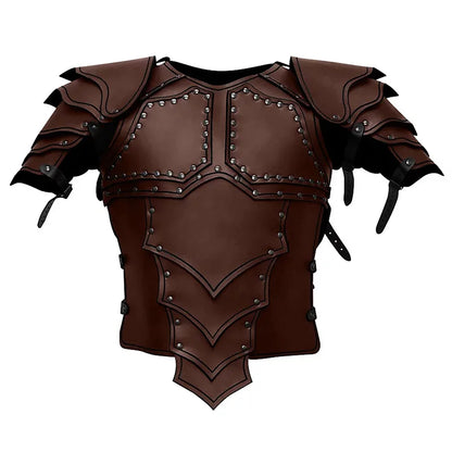 Medieval Knight Leather Body Chest Armor Viking Pirate Warrior Costume LARP Cuirass - black / 80-105cm waist