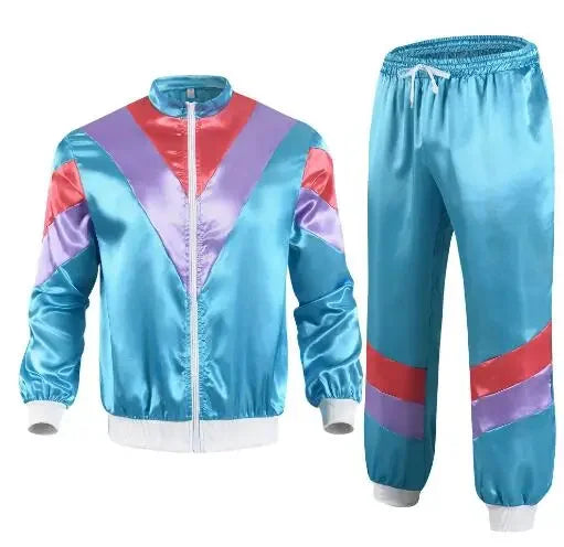 Men’s 80s Costume 1990s Outfit for Men Tracksuit Costume Hip Hop Set Disco 2pcs Jogging Wear Windbreaker - product image 5