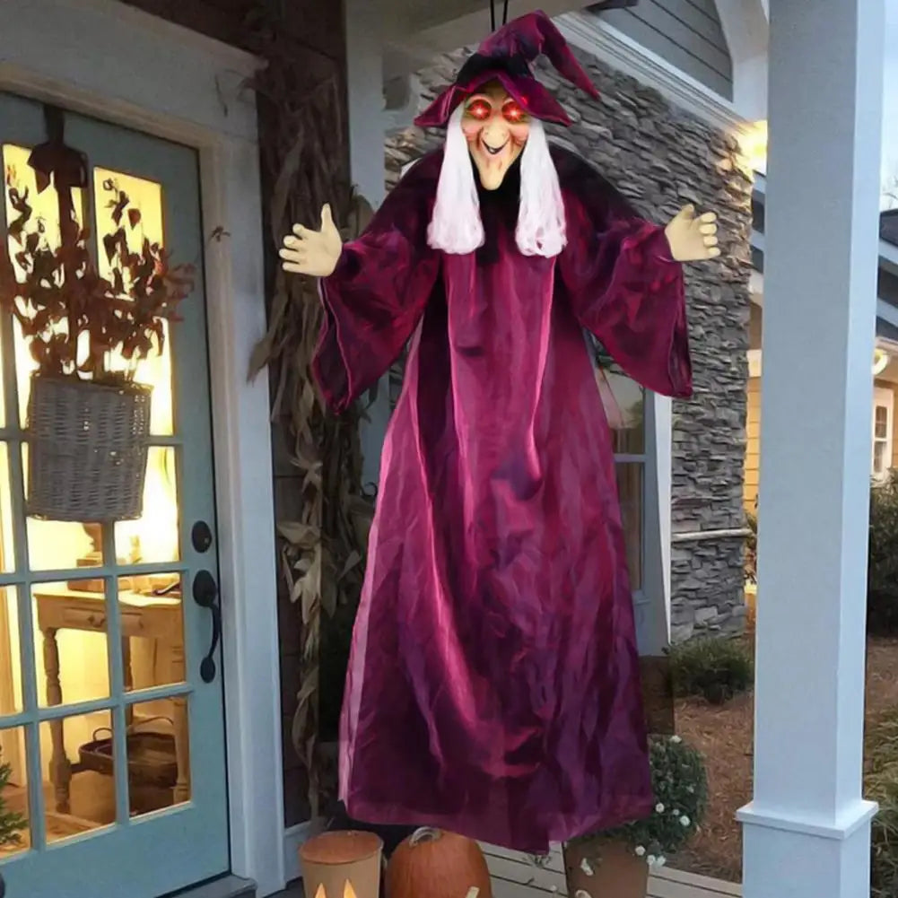 Life Size Talking Witch Purple Outdoor Spooky Scary Witch Animatronic Animatronic - alternate view 3
